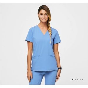 NWT Figs Ceil Blue Casma Scrub Top